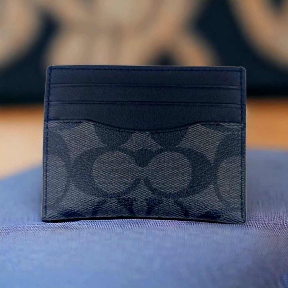 Coach black charcoal slim ID card case
